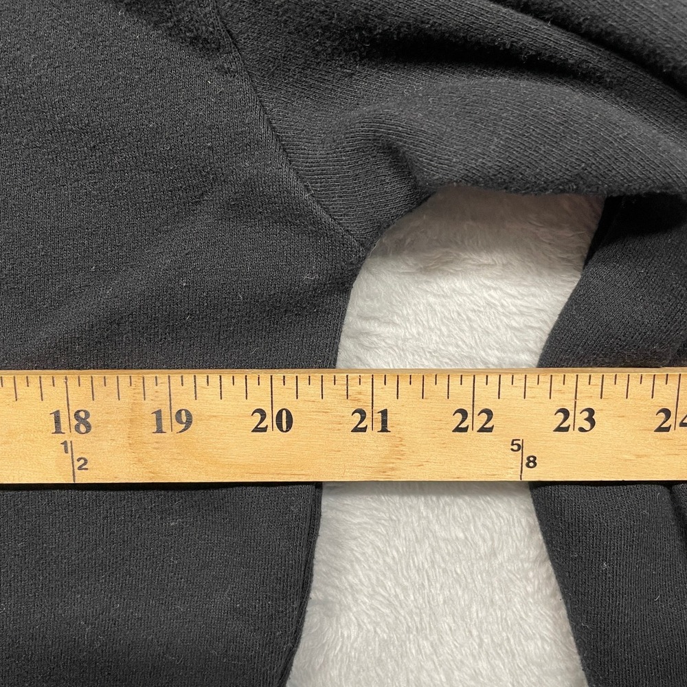 PINK Victoria's Secret Zip Hoodie Women Medium Black Sherpa Hood white Stripe - Picture 9 of 11